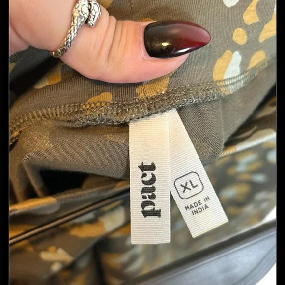 Pact Organic Cotton Green Leopard Fit And Flare Skirt Size XL - Picture 4 of 5